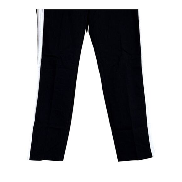 ZARA Basic Black White Beige Side Stripe Straight Leg Ankle Trouser Pant L #3382 - Picture 5 of 15